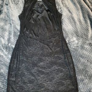 Express lace, open back dress